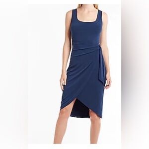 Express Sleeveless Navy Faux Wrap Midi Dress